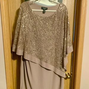 R & M Richards Mocha Sequin Poncho Dress size 22W